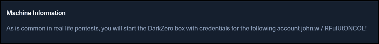 Hack-The-Box DarkZero Machine - Assumed Breach Initial User Information