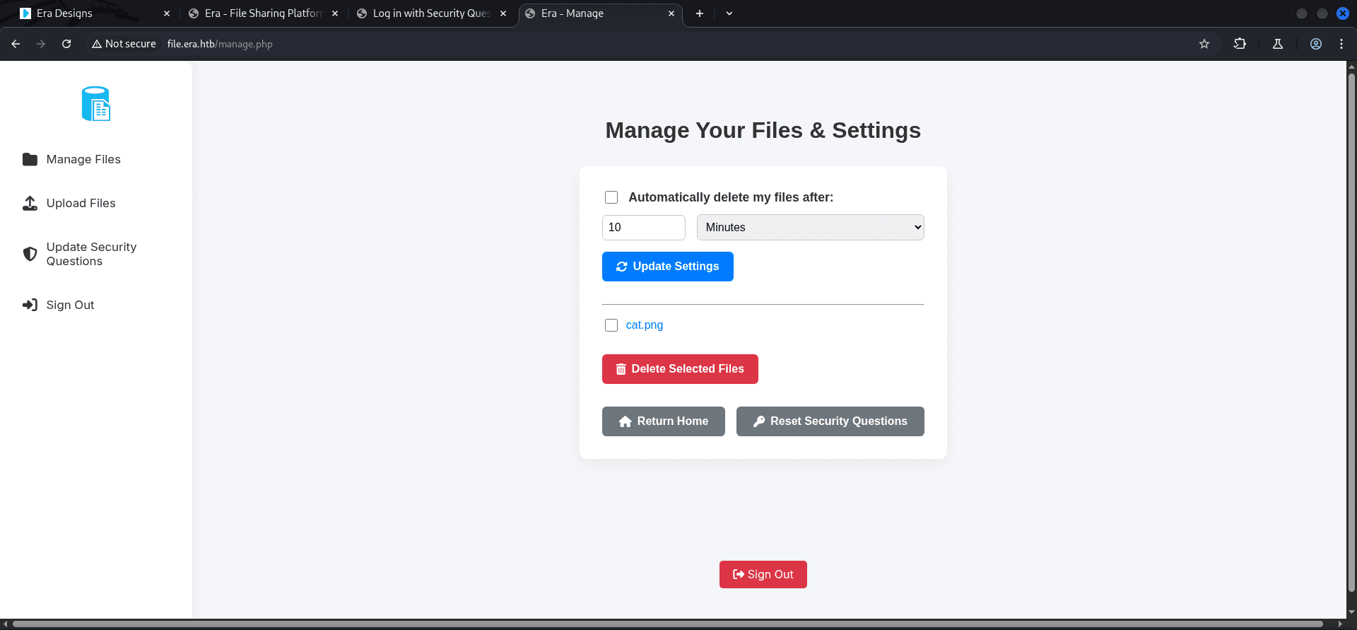 Era Storage - Filesystem File Management & Settings