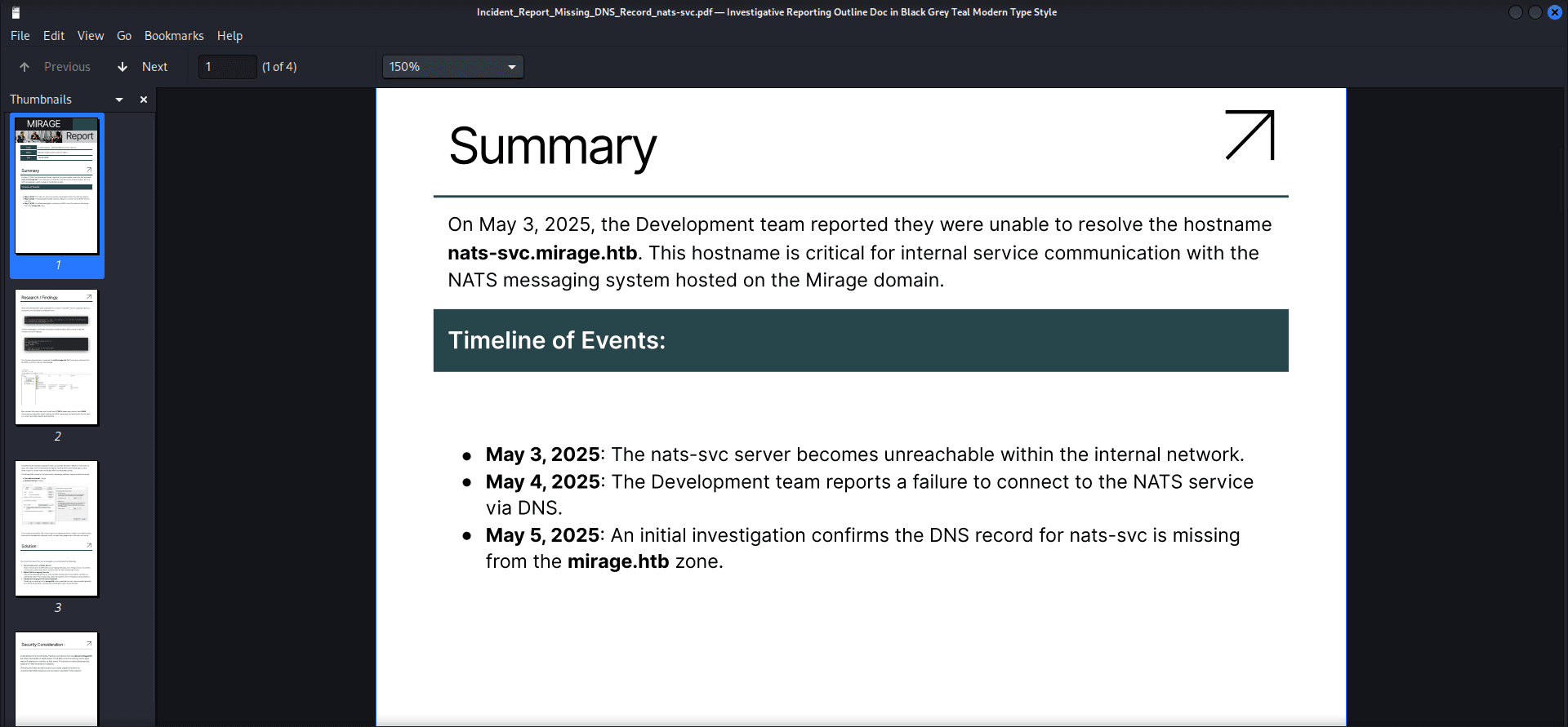 Hack-The-Box Mirage Machine - Report Summary for the Missing DNS Record