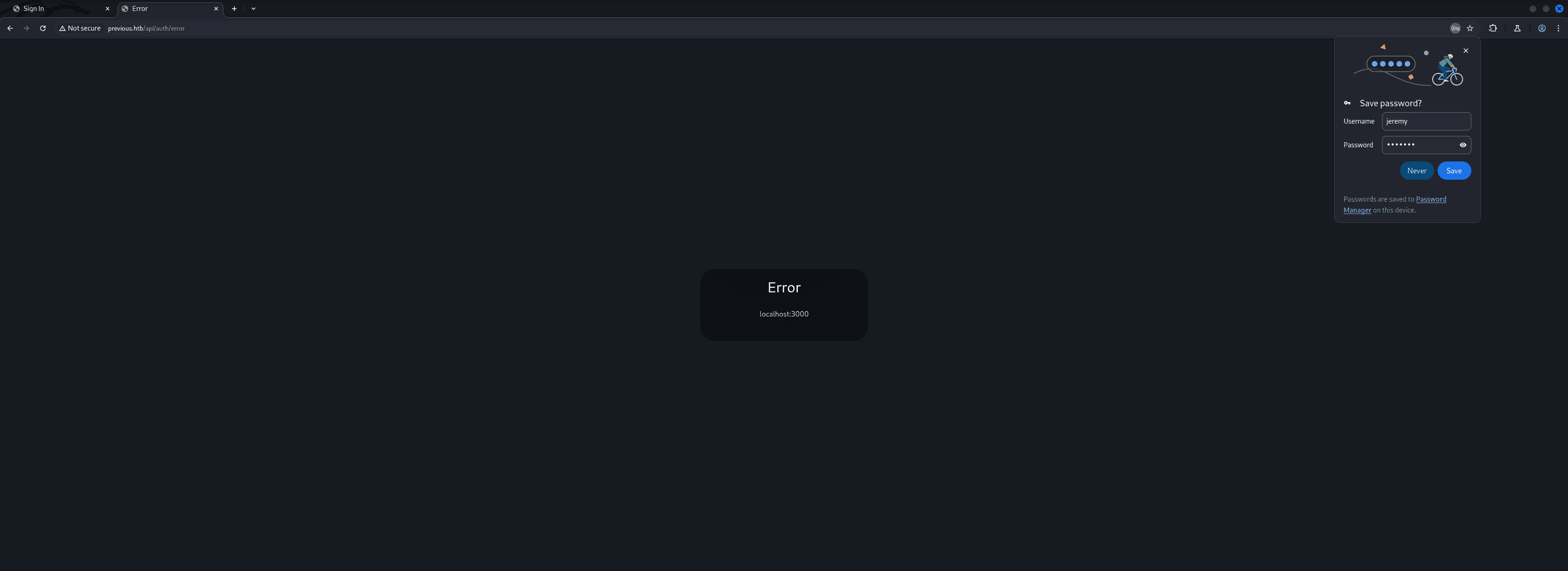 Hack-The-Box Previous Machine - Performing Authenication bypass via CVE-2025-29927 for Next.js