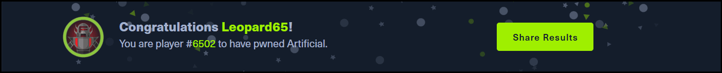 HackTheBox Artificial Machine - Machine Completed
