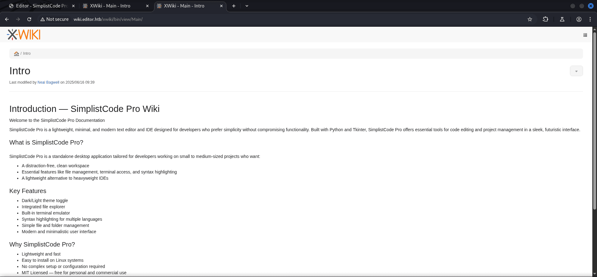 Subdomain Website XWiki Instance at Port 80/TCP