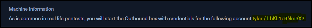 HackTheBox OutBound Machine - Assumed Breach Scenario Information